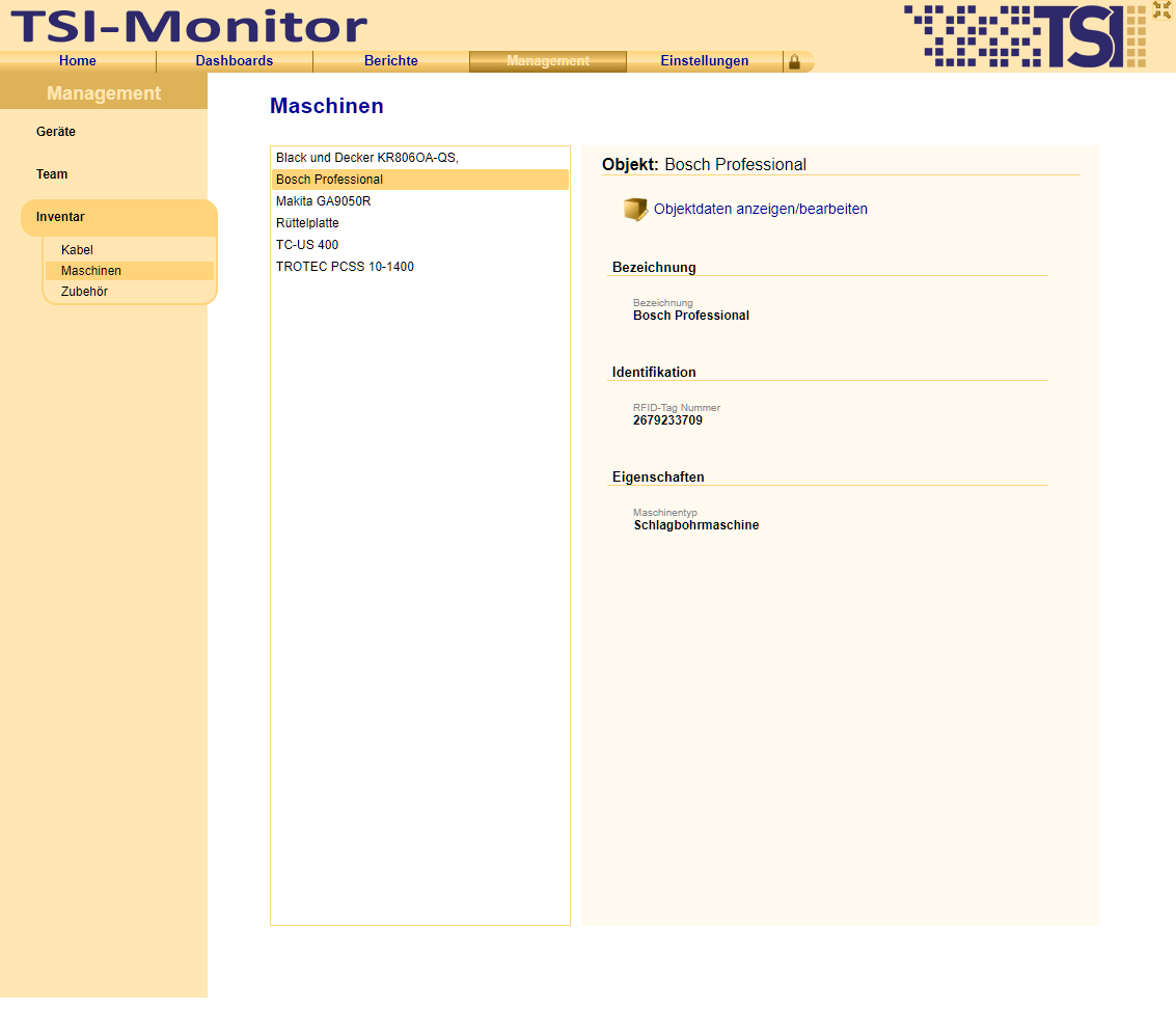 Mit TSI Inventory 100% Transparenz für Ihre Werkzeuge, Kleingeräte und Maschinen